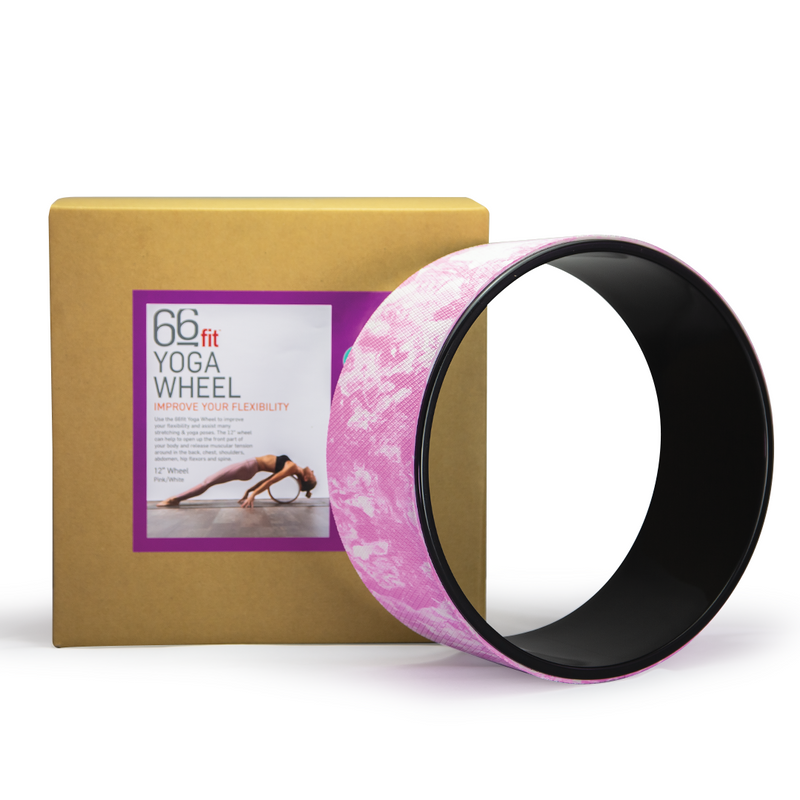 66fit Yoga Back Wheel - Pink White 12"