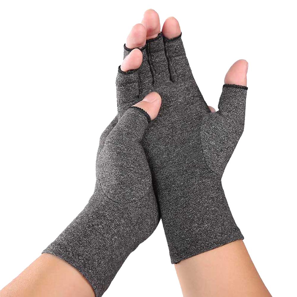 Arthritis Compression Gloves Pair - Open Finger Grey