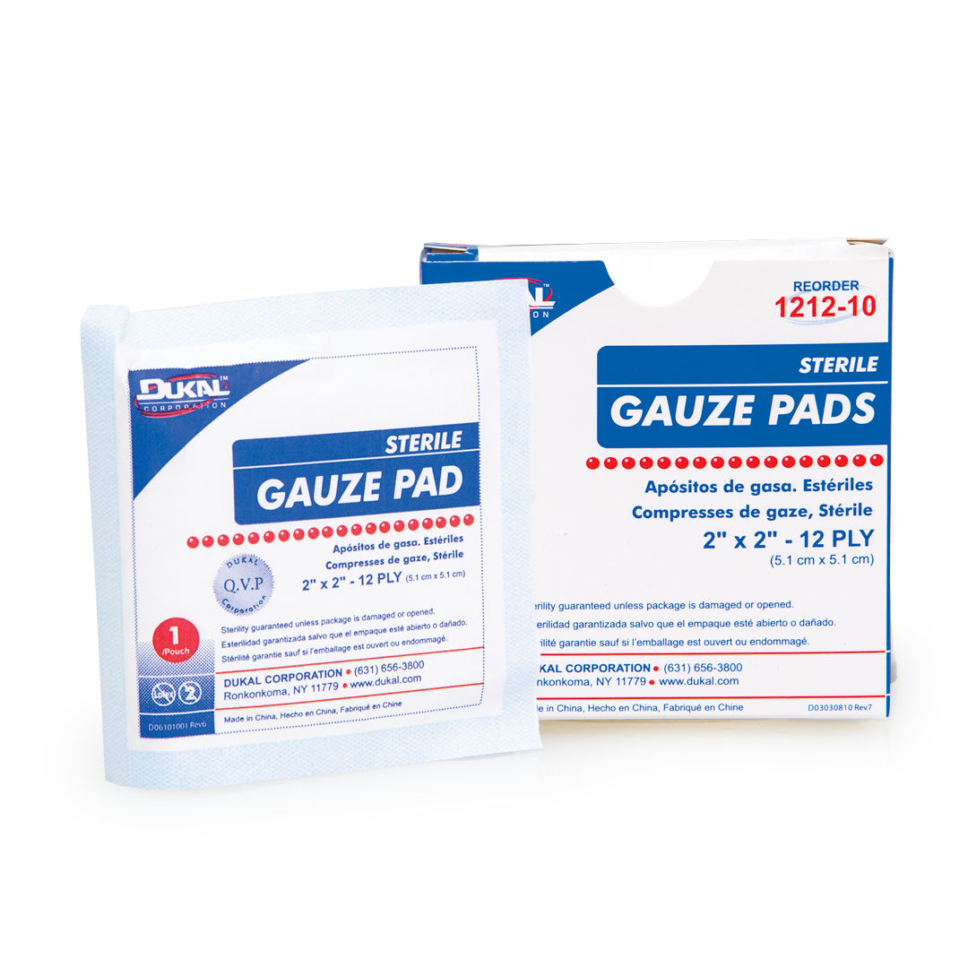 Dukal Sterile Gauze Pads 12 Ply 2" x 2" Box 10