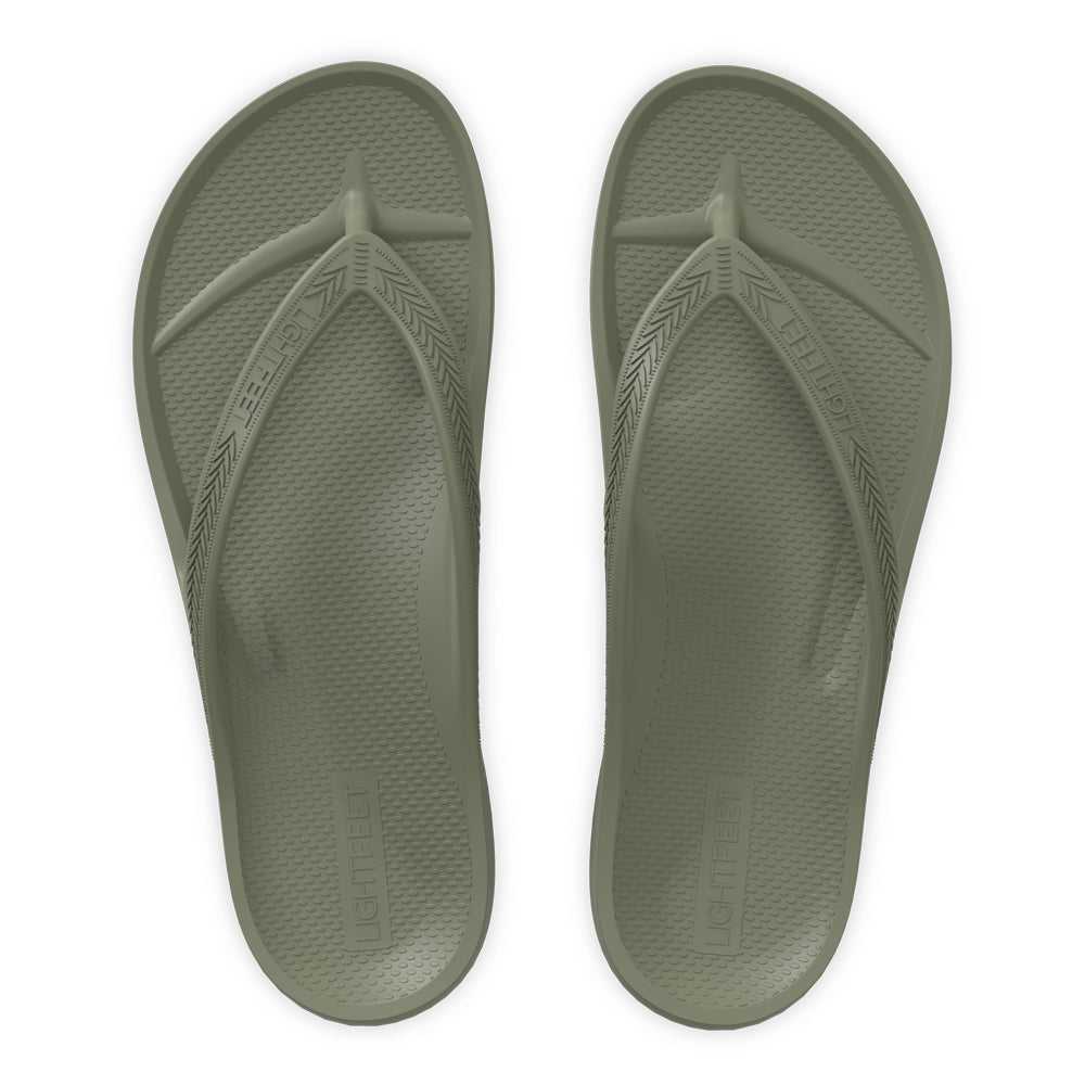 LightFeet Arch Support Flip Flops/Thongs - Khaki