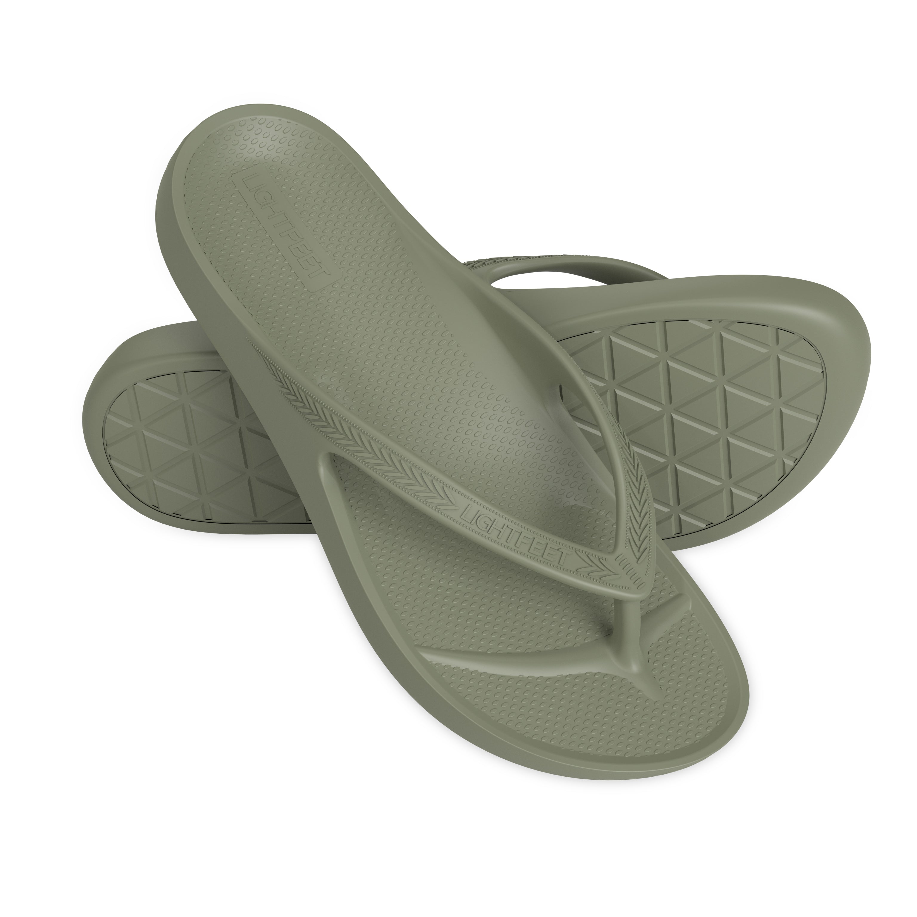 LightFeet Arch Support Flip Flops/Thongs - Khaki