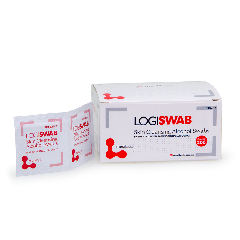 LOGISWAB Skin Cleaning Alcohol Swabs – Box 200