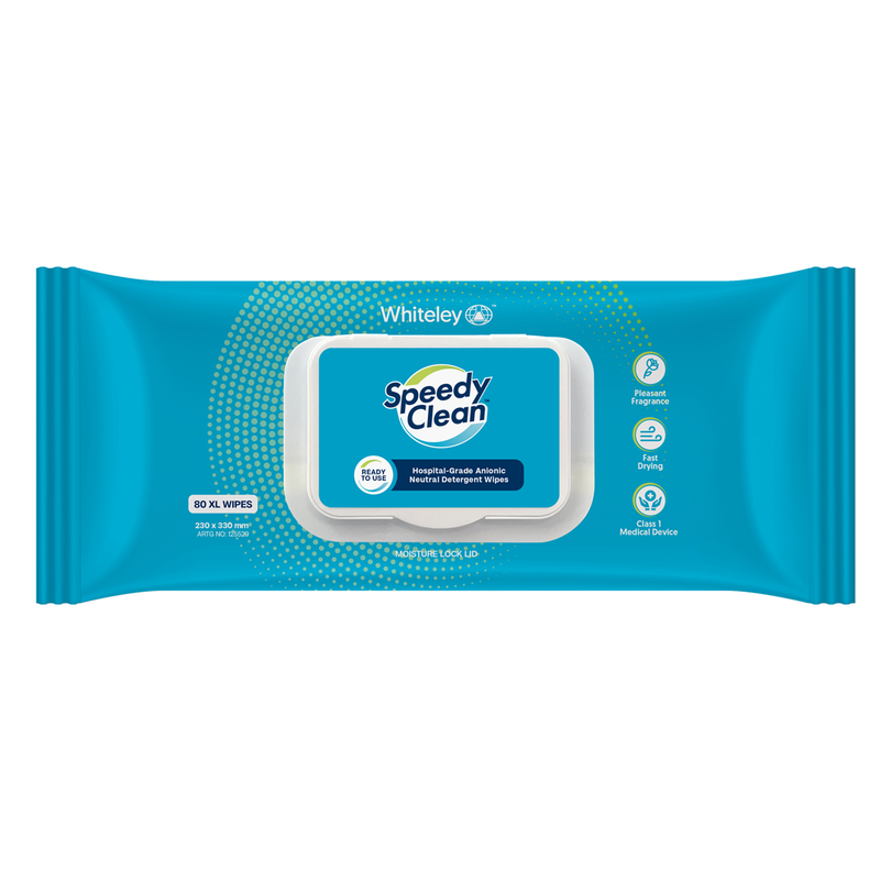 Speedy Clean Neutral Detergent Wipes - Pack of 80